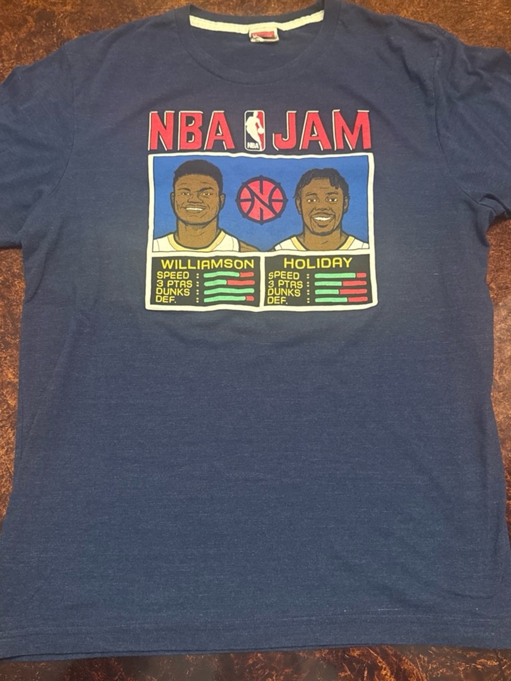 HOMAGE Navy NBA Jam Graphic Tee with Red, Blue, Yellow Accents